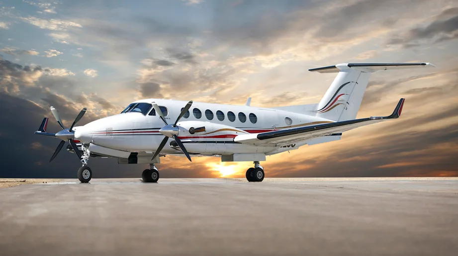 Marketing image of a 2008 Hawker King Air 350i.