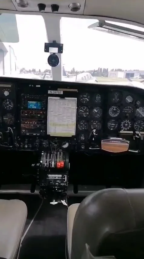 Cockpit and instrument panel of a 1967 Cessna 411A.