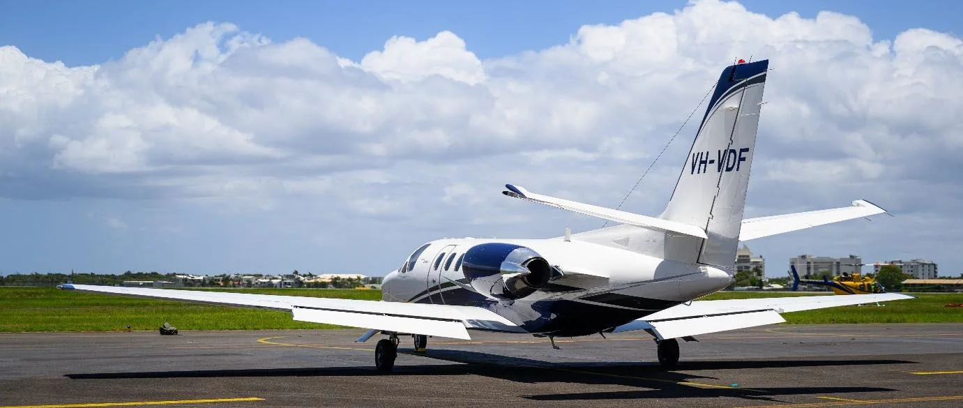 Exterior view of a 1990 Cessna Citation II, VH-VDF.