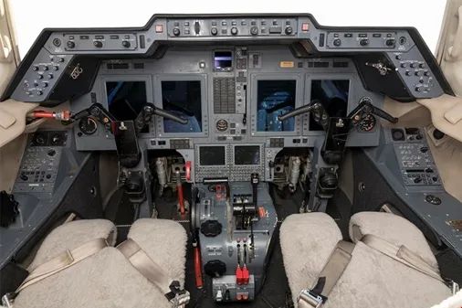 Cockpit and instrument panel of a 2006 Hawker 800xpi.