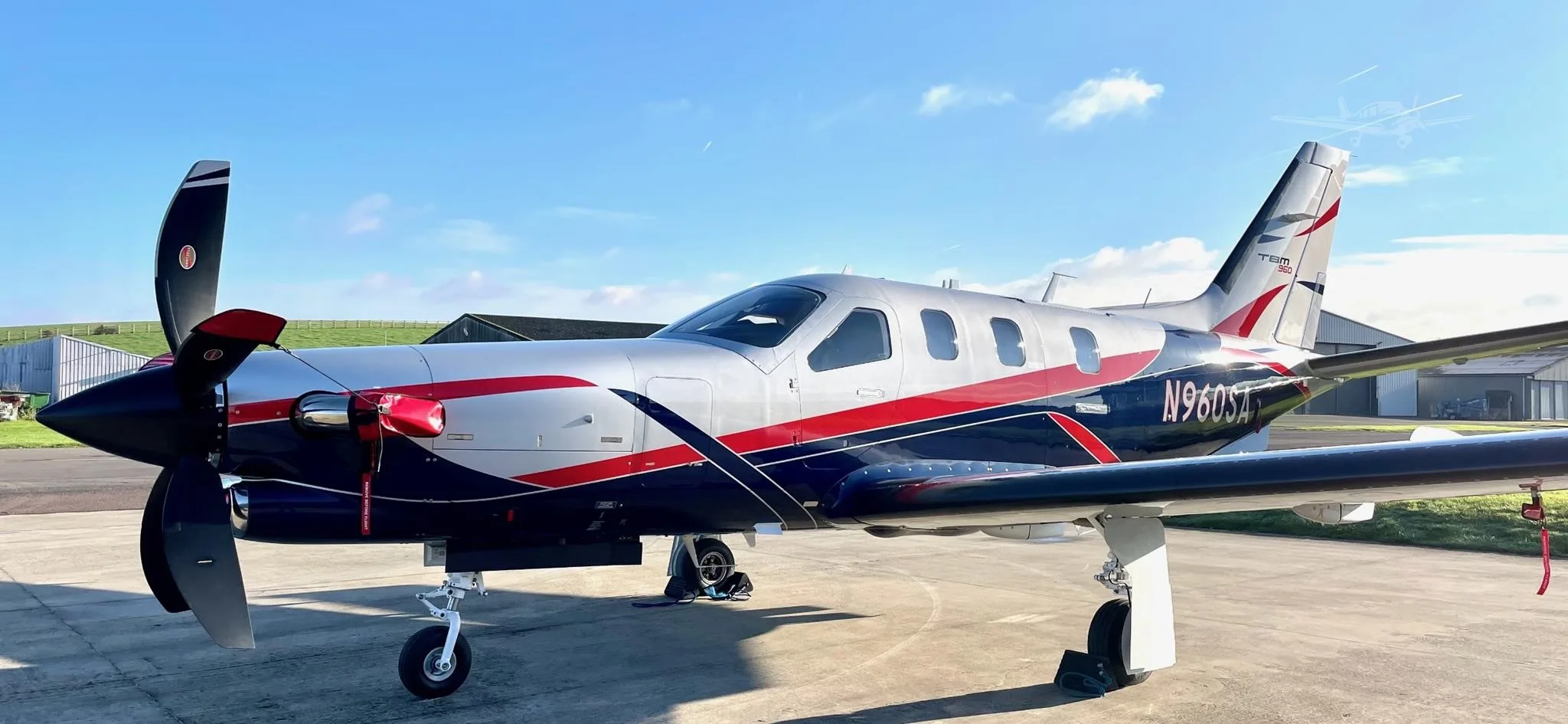 Exterior view of a 2022 DAHER TBM 960, N960SA.