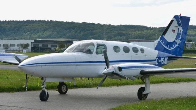 Exterior view of a 1971 Cessna 402B.