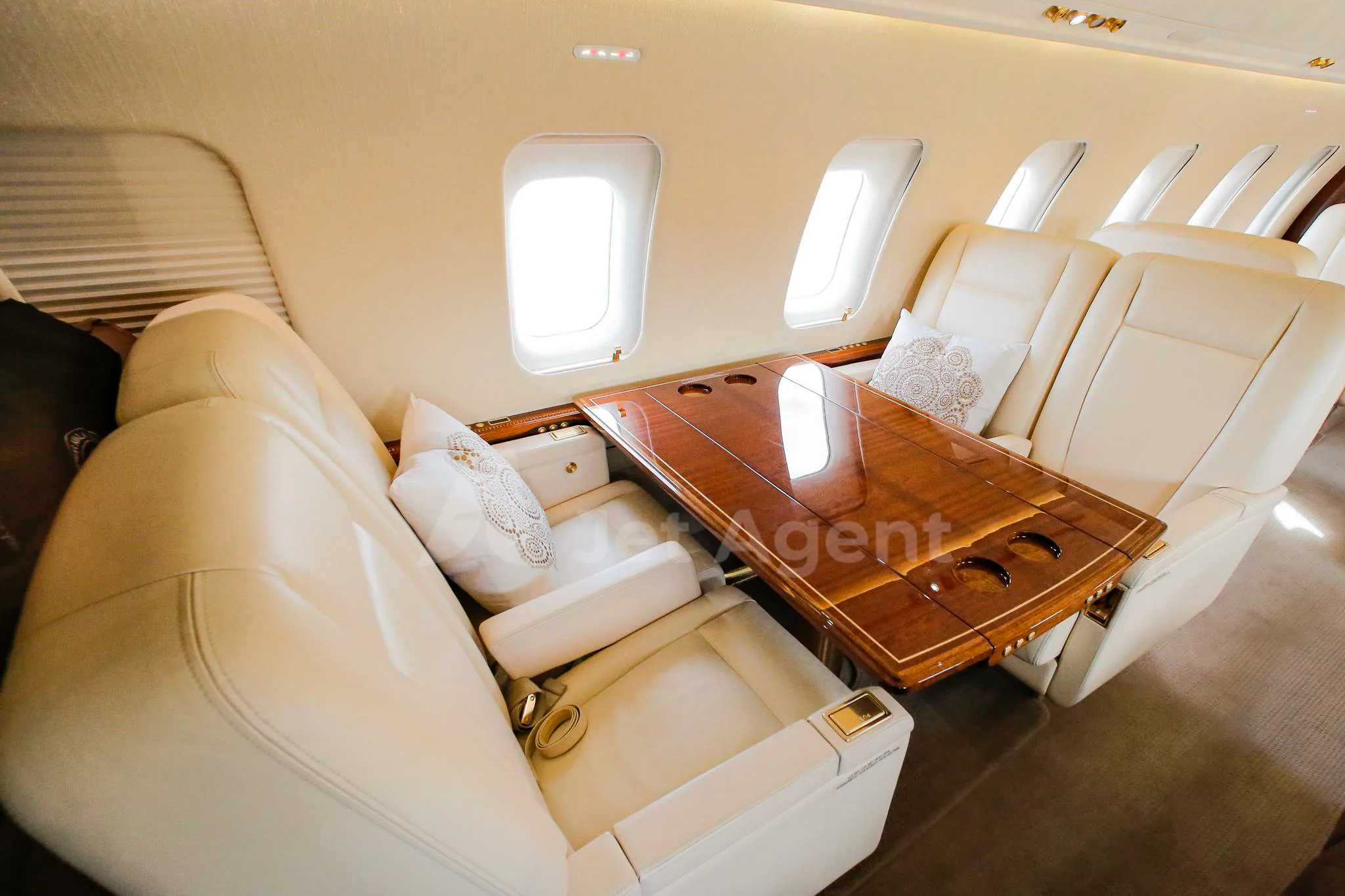 Cabin interior of a 2008 Bombardier challenger 605.