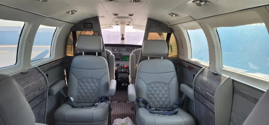Cabin interior of a 1978 Cessna 402B Business Liner.