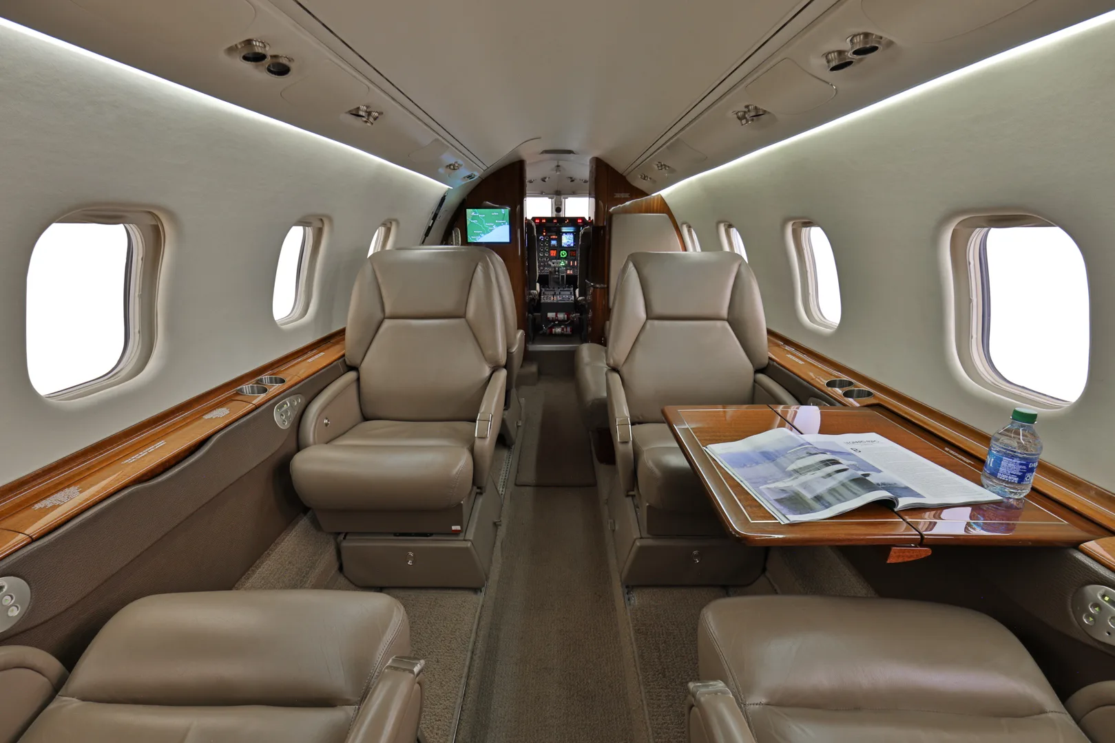 Cabin interior of a 2006 Learjet 60SE.
