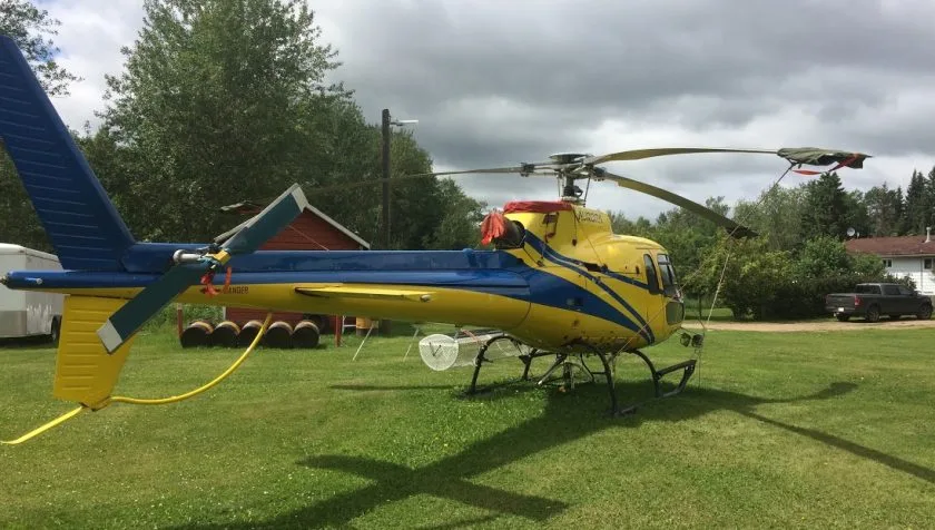 Exterior view of a 1995 Eurocopter AS350B2 2873, C-GVWB.