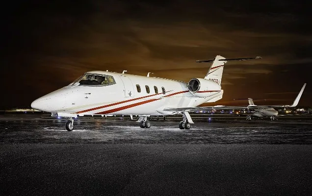 Marketing image of a 1981 Learjet 55.