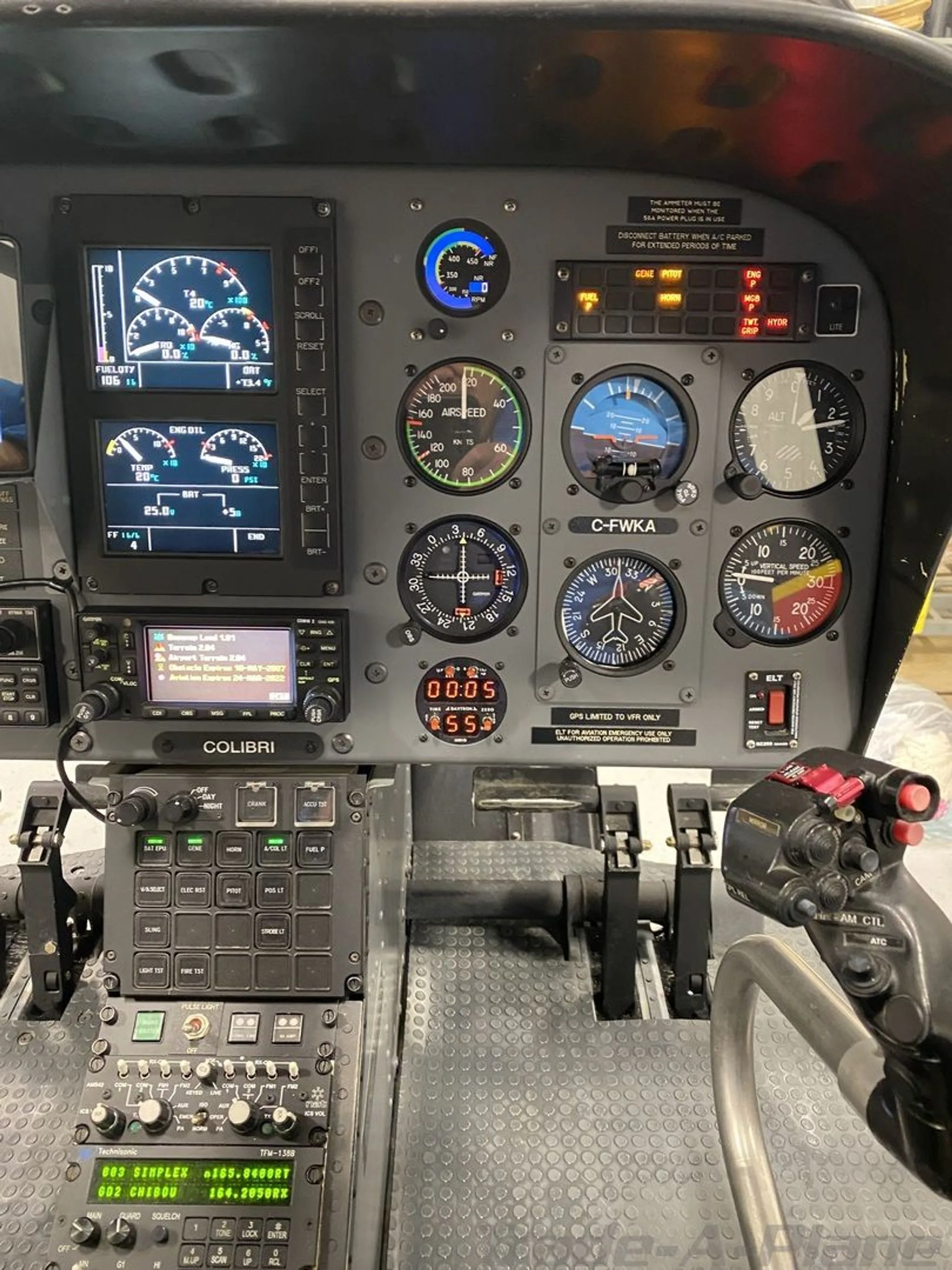 Cockpit and instrument panel of a 2007 EUROCOPTER EC 120B.