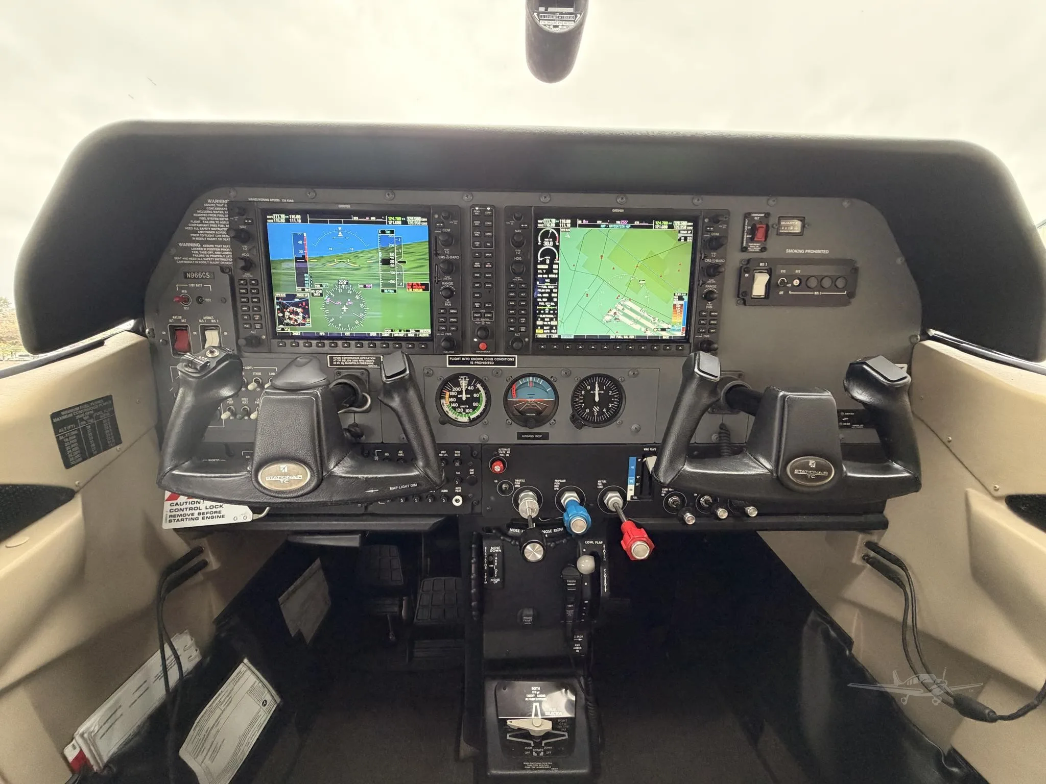 Cockpit and instrument panel of a 2012 CESSNA TURBO 206H STATIONAIR.