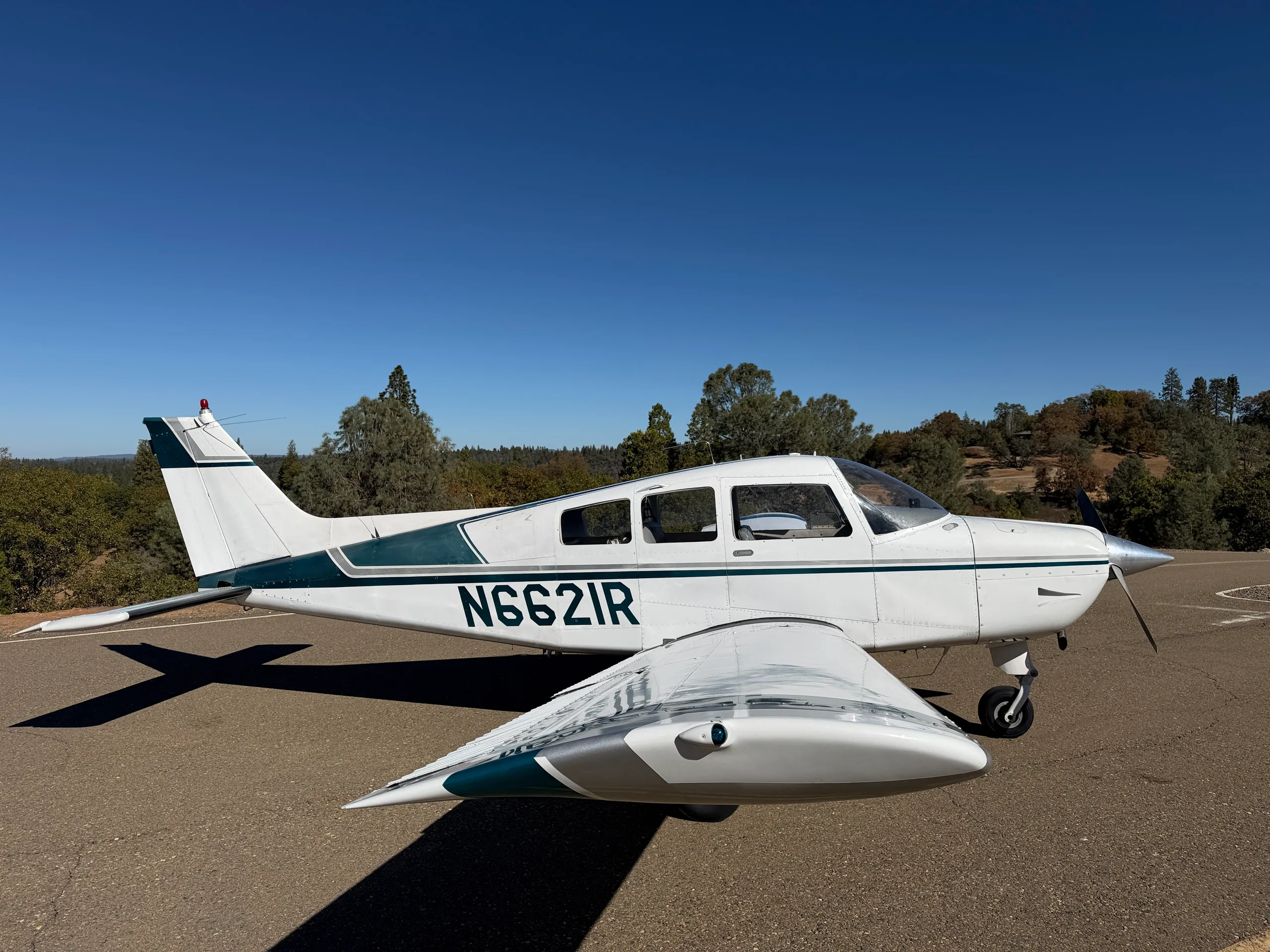 Exterior view of a 1974 Beechcraft Sundowner C23 $69,000 - (Here at Placerville), N6621R.