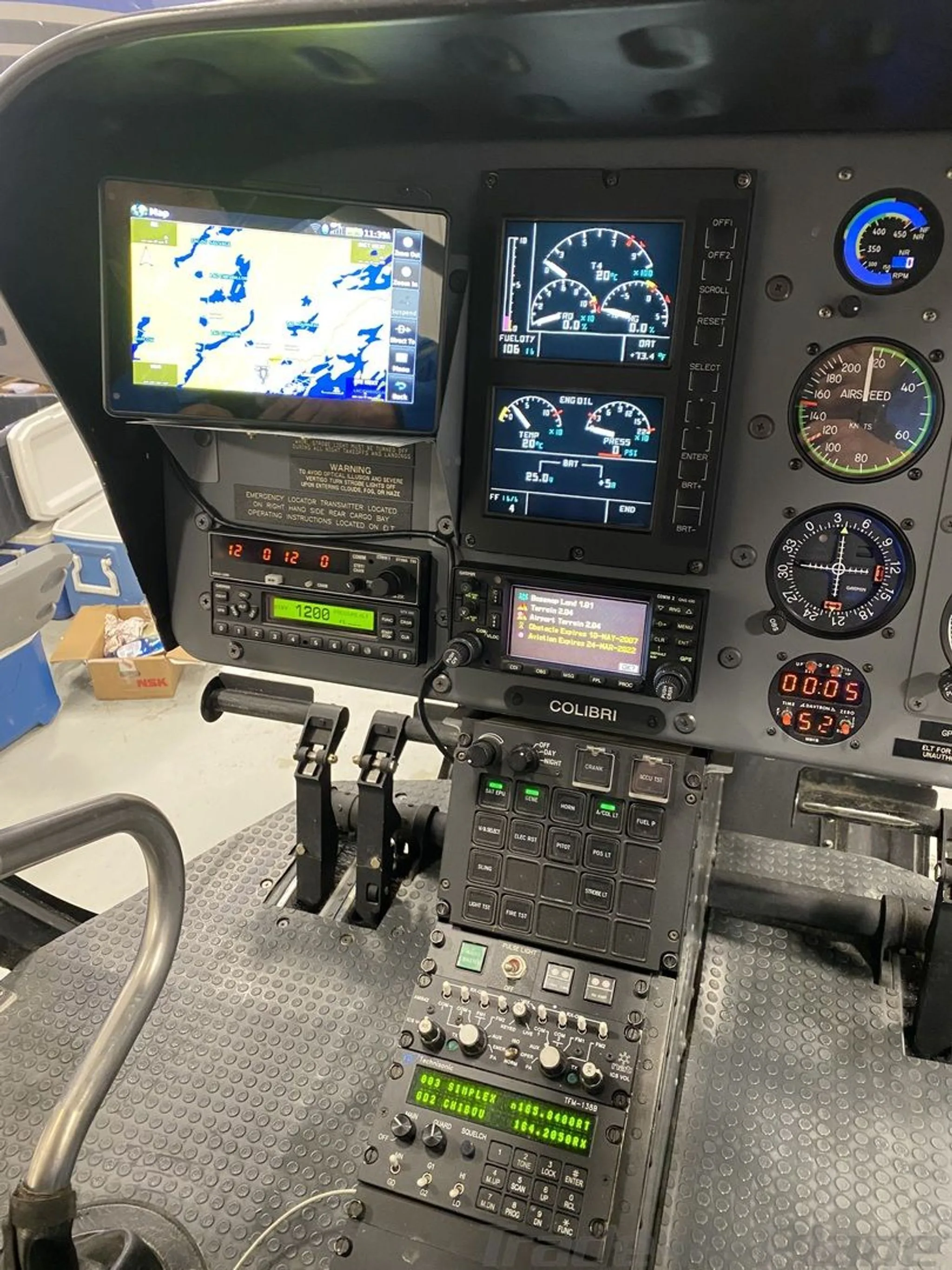 Cockpit and instrument panel of a 2007 EUROCOPTER EC 120B.