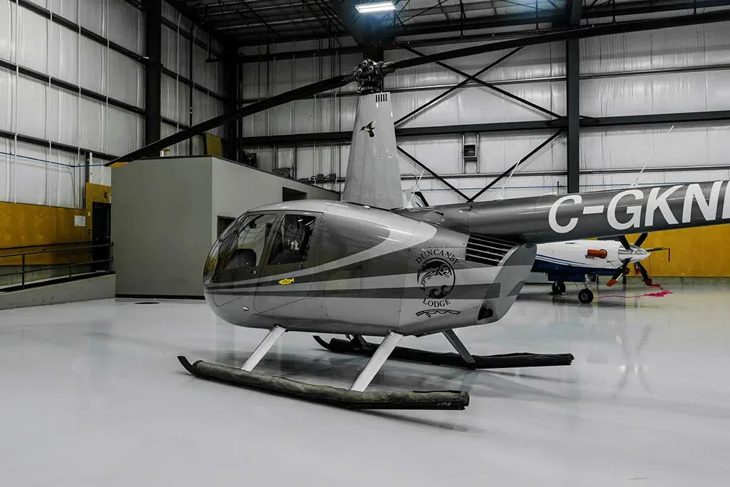 Exterior view of a 2015 Robinson R44.