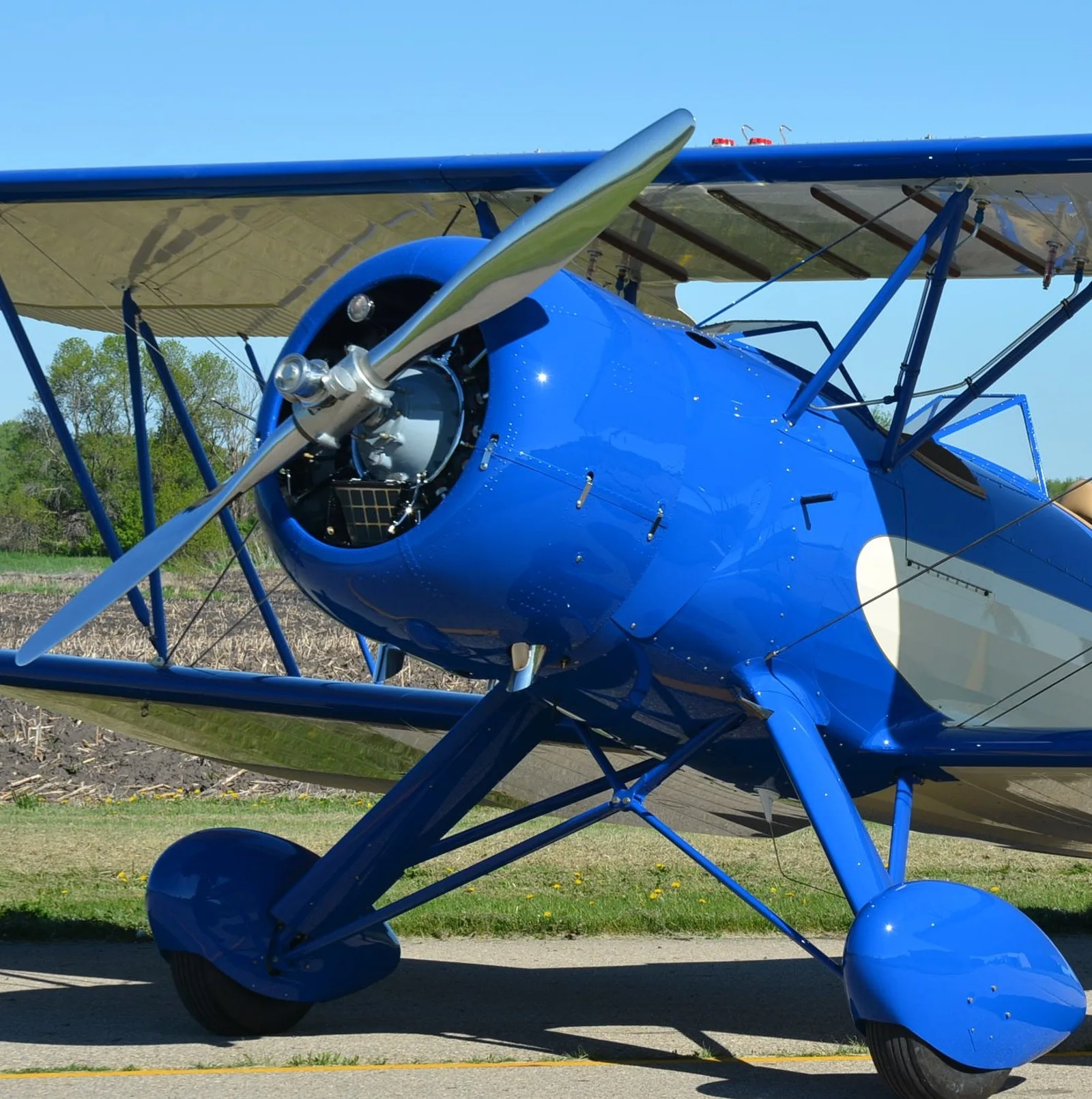 Exterior view of a 1941 Waco UPF-7, N32063.