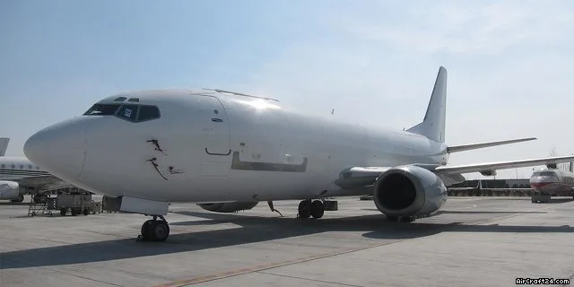 Exterior view of a 1997 Boeing 737-400 Freighter.