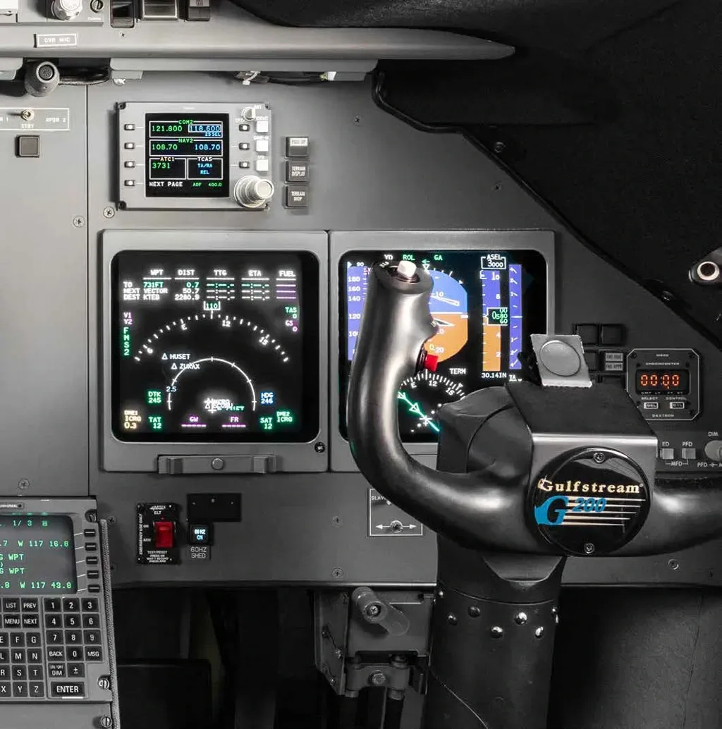 Cockpit and instrument panel of a 2001 Gulfstream.