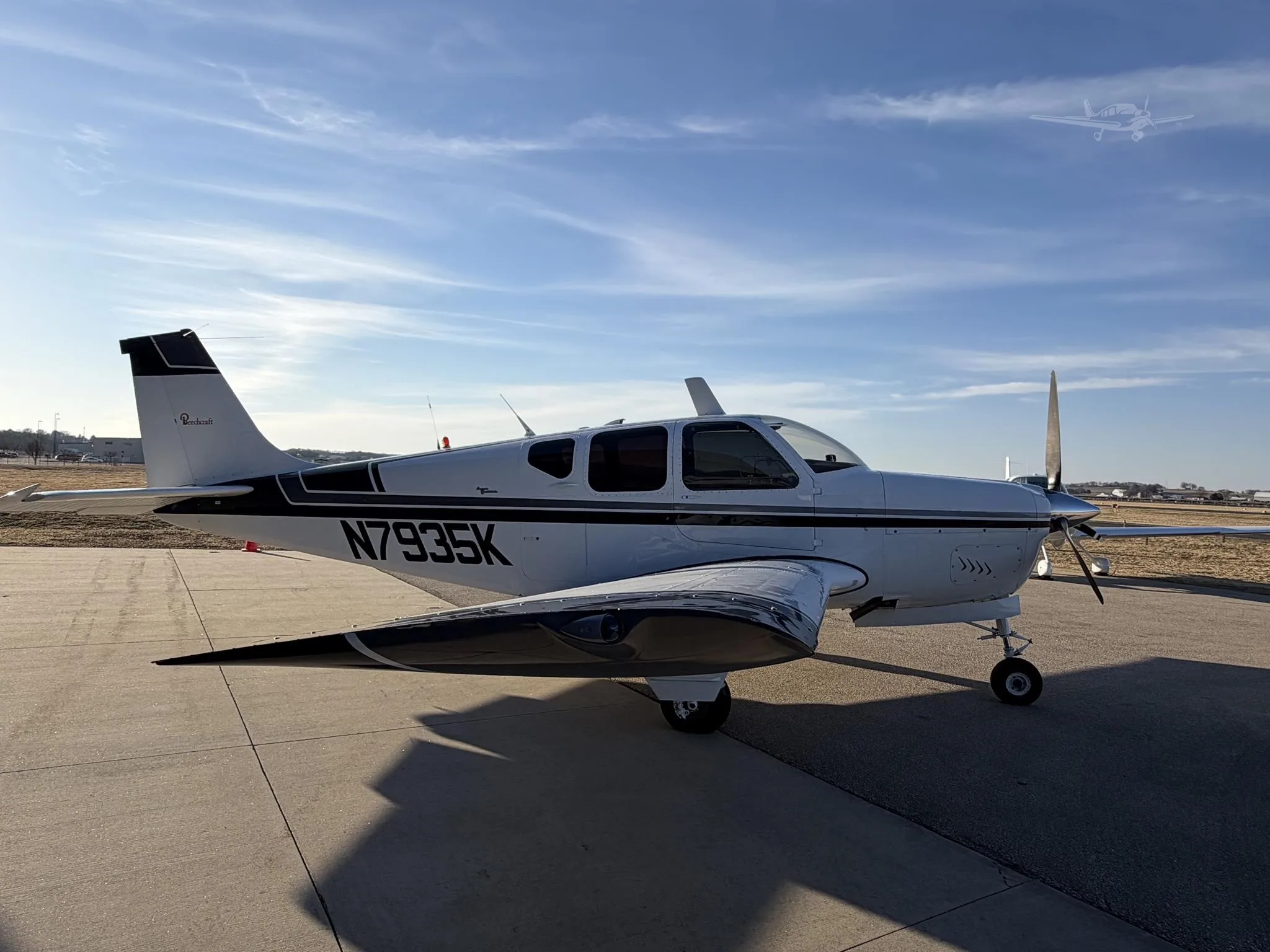 Exterior view of a 1964 BEECHCRAFT B33 DEBONAIR, N7935K.