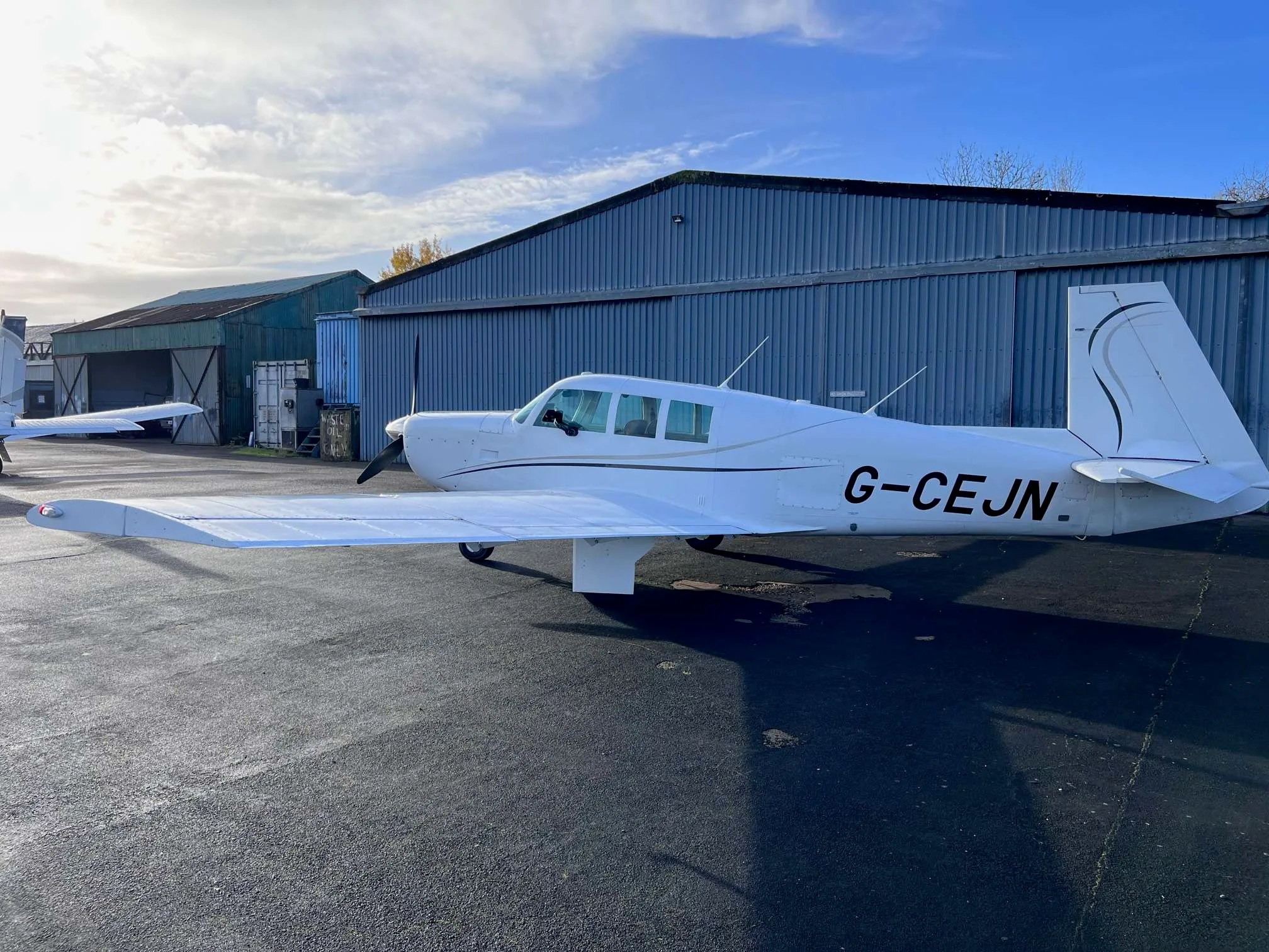 Exterior view of a 1967 Mooney M20F.