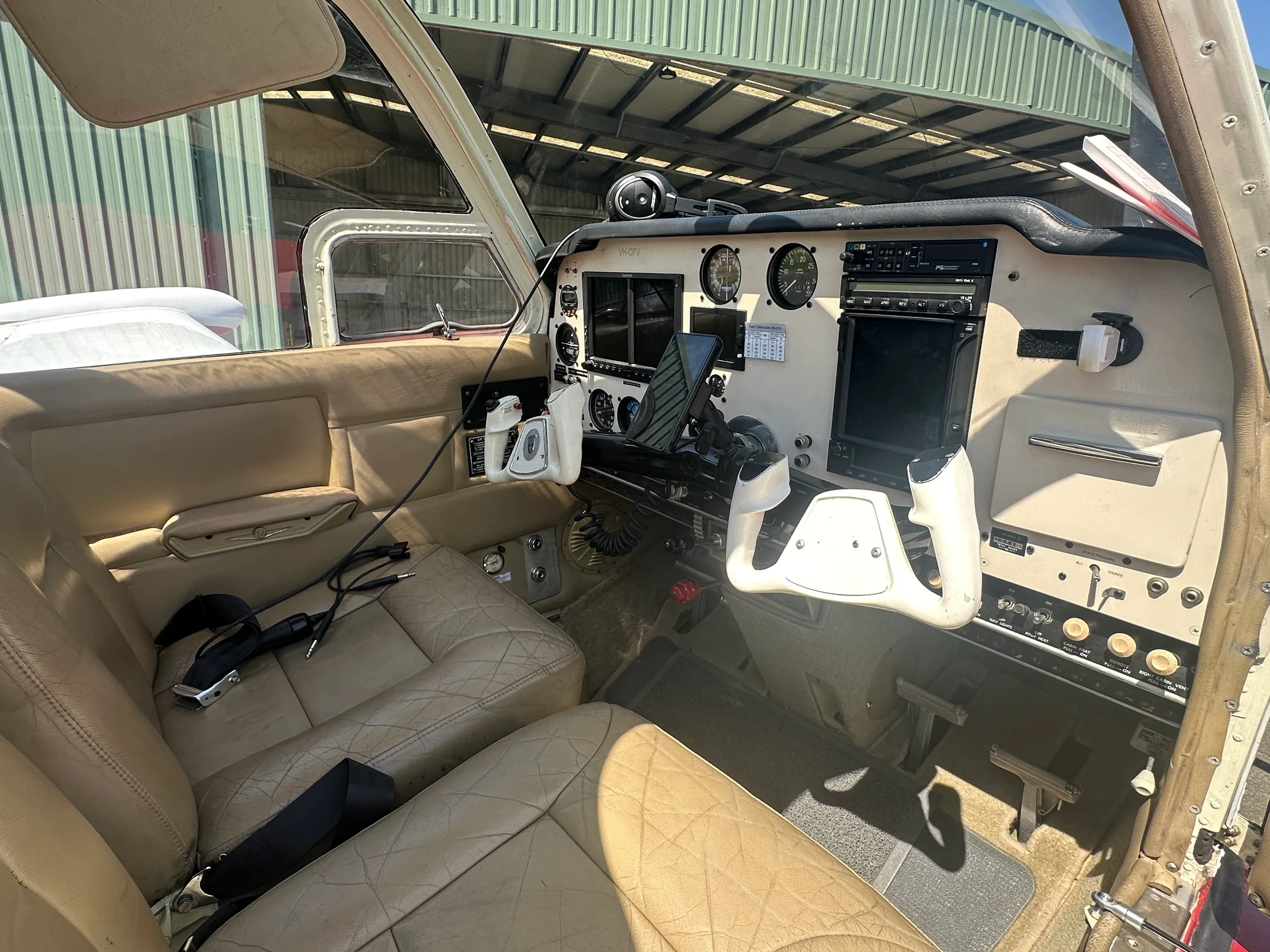 Cabin interior of a 1966 Beechcraft Bonanza V35.