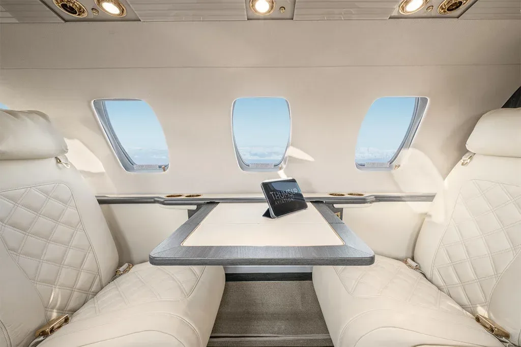 Cabin interior of a 2001 Cessna Citation CJ1.