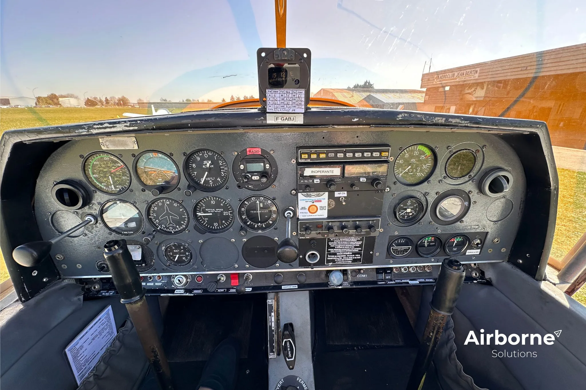 Cockpit and instrument panel of a 1970 Robin DR-400 108 Dauphin 80 2+2.