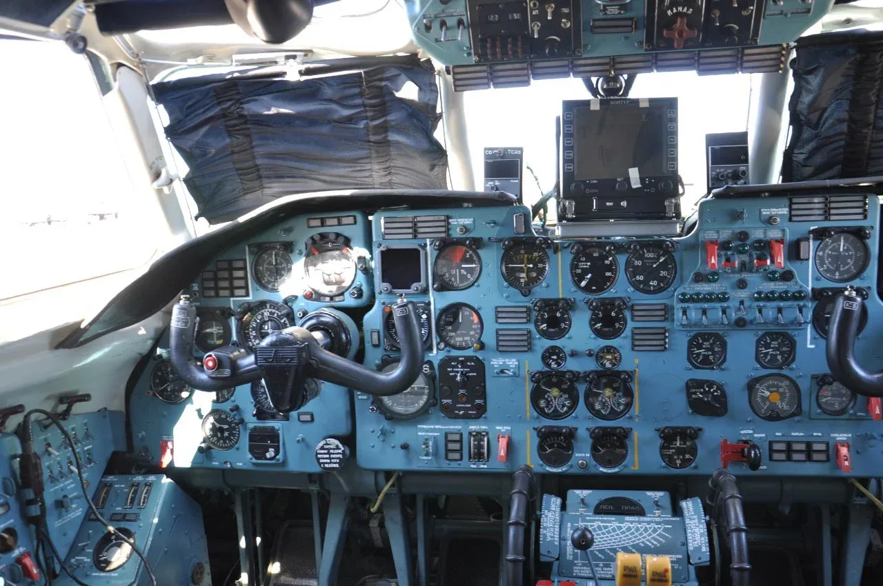 Cockpit and instrument panel of a 1992 Antonov.