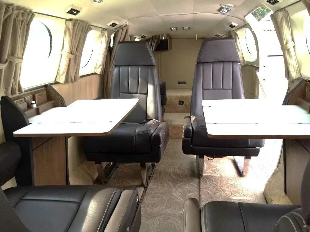 Cabin interior of a 1977 Cessna 421C.