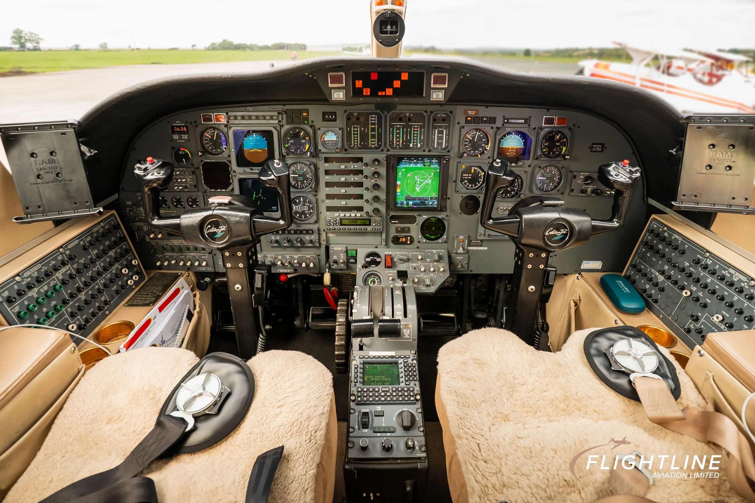 Cockpit and instrument panel of a 1997 Cessna 525 CitationJet.