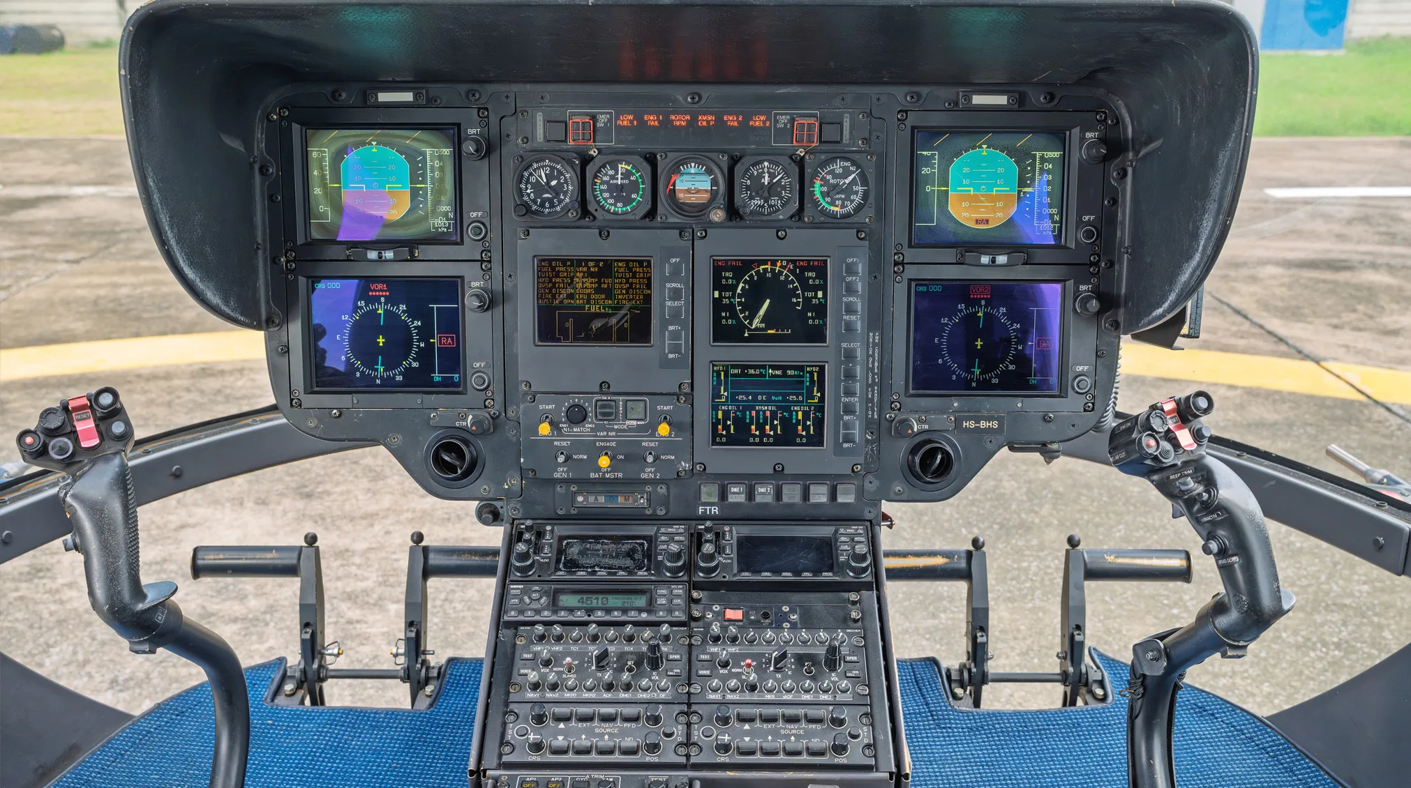 Cockpit and instrument panel of a 2006 Airbus EC145.