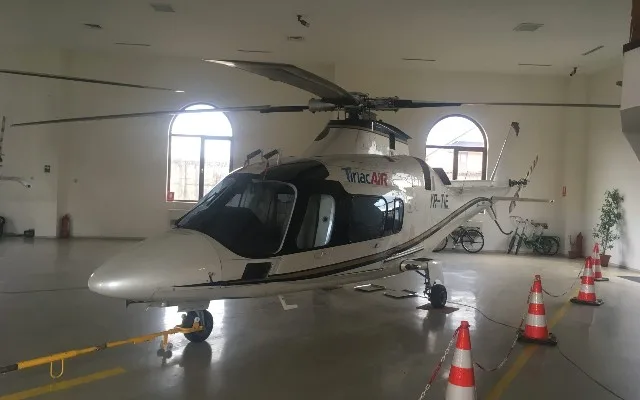 Exterior view of a 2006 Agusta A109E, YR-TIE.