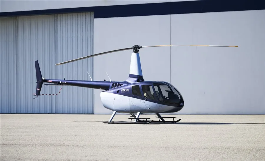 Exterior view of a 2025 Robinson R66 NxG Palo Verde.