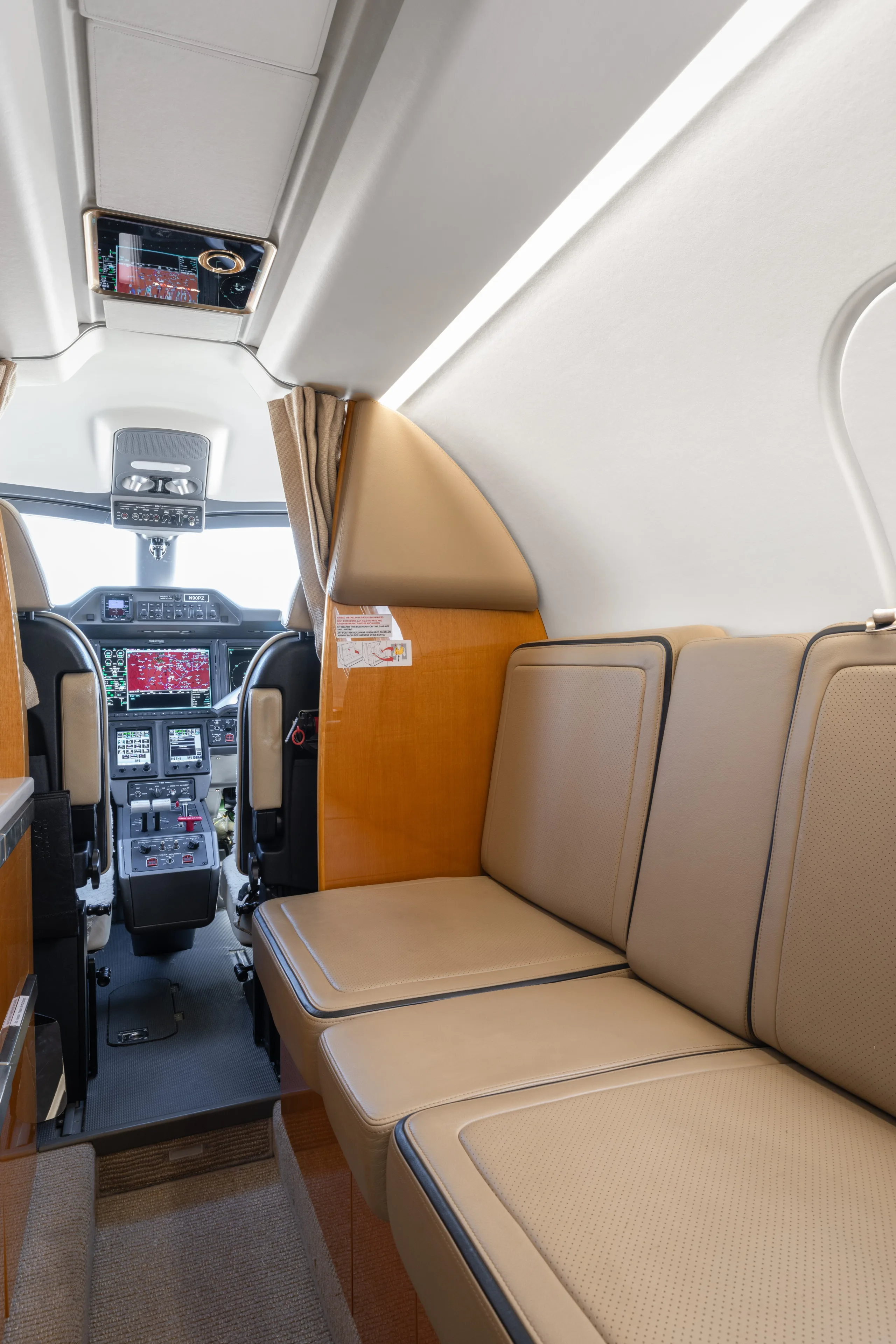 Cabin interior of a 2019 Embraer Phenom 300E.