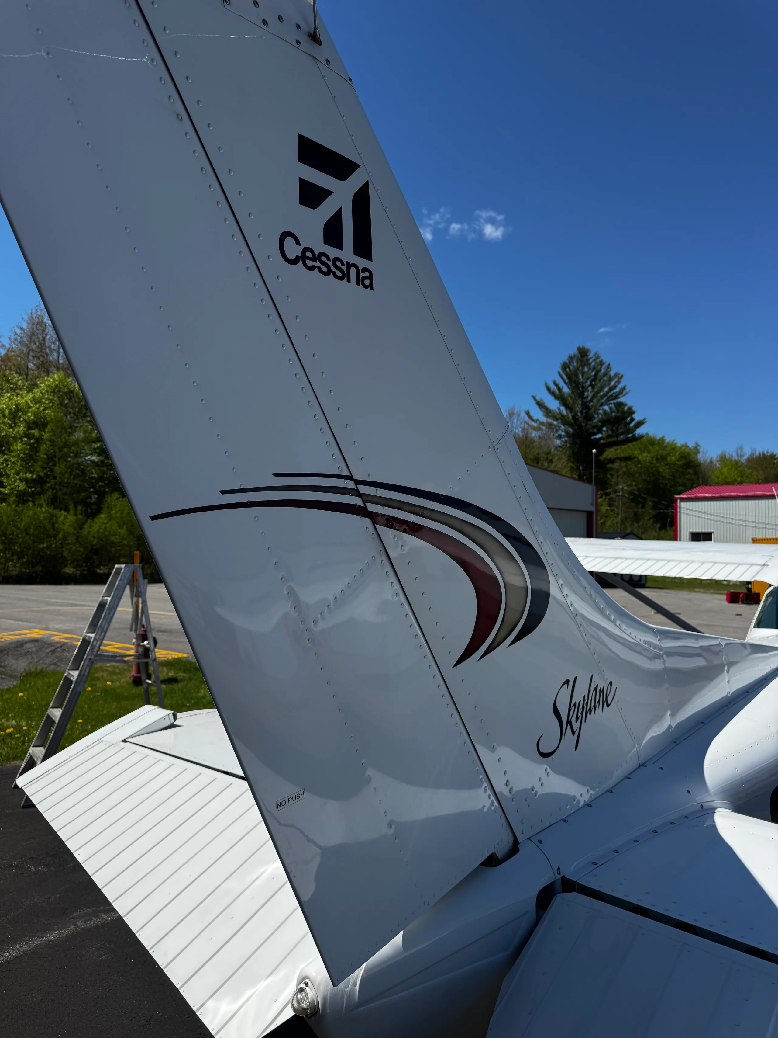 Exterior view of a 1975 Cessna 182.