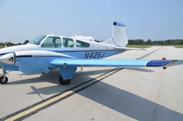 Exterior view of a 1958 Beech Travel Air 95.