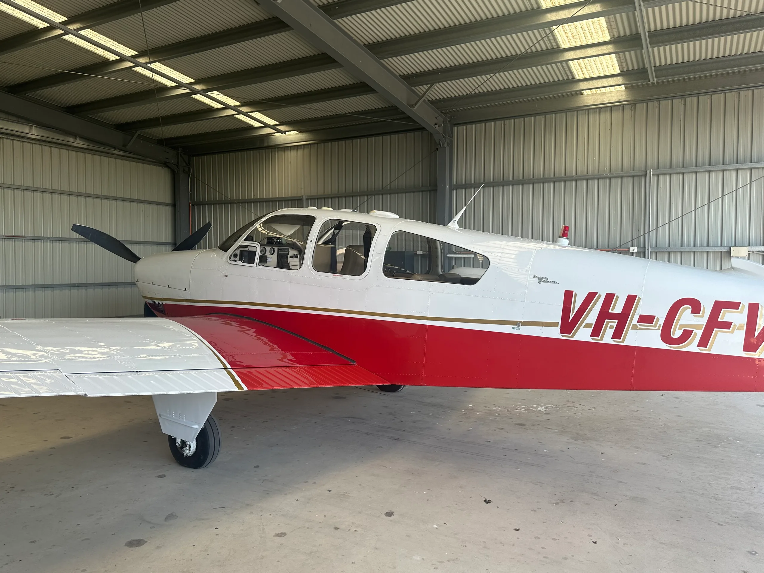 Cabin interior of a 1966 Beechcraft Bonanza V35.