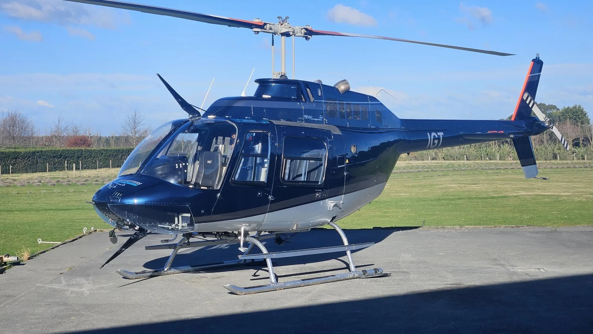Exterior view of a 1980 BELL 206B III, ZK-IGT.