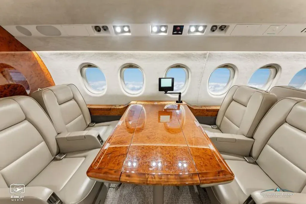 Cabin interior of a 2001 Dassault Falcon.