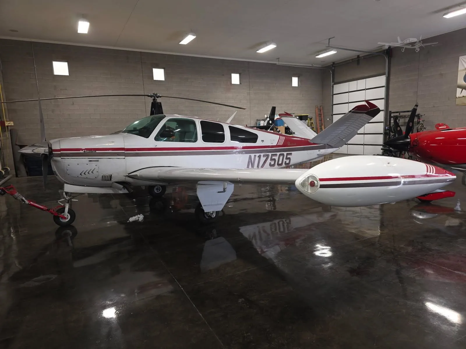 Exterior view of a 1977 BEECHCRAFT V35B BONANZA, N17505.