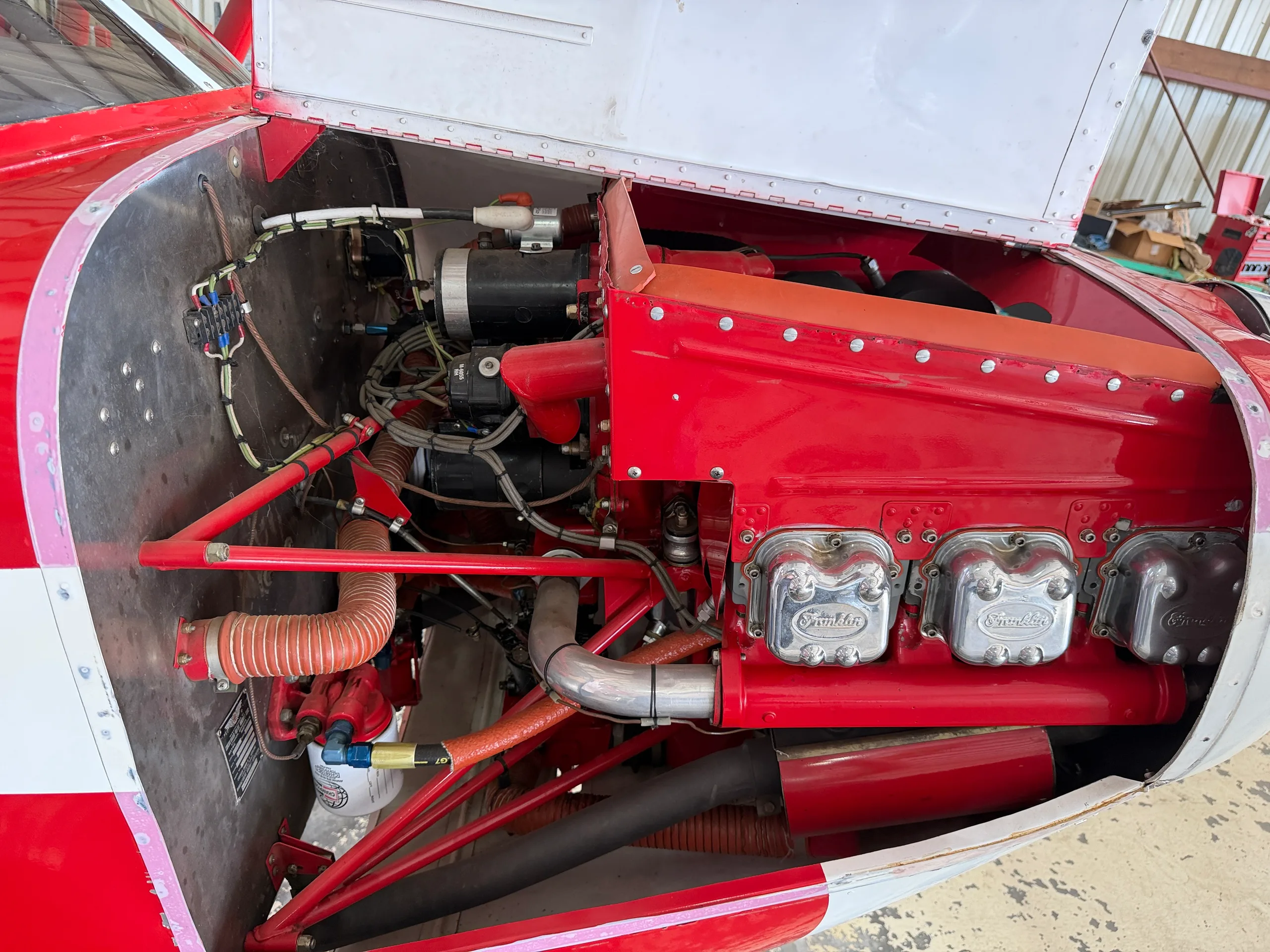 Engine detail of a 1946 Stinson 108-1 Voyager.