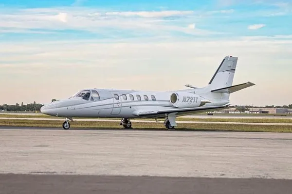 Exterior view of a 2001 Cessna Citation Bravo, N721T.