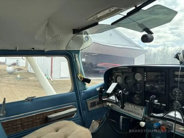 Cockpit and instrument panel of a Cessna.