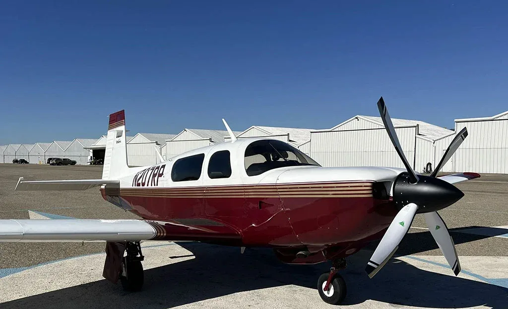 Exterior view of a 1966 Mooney M20C, 29-0485.