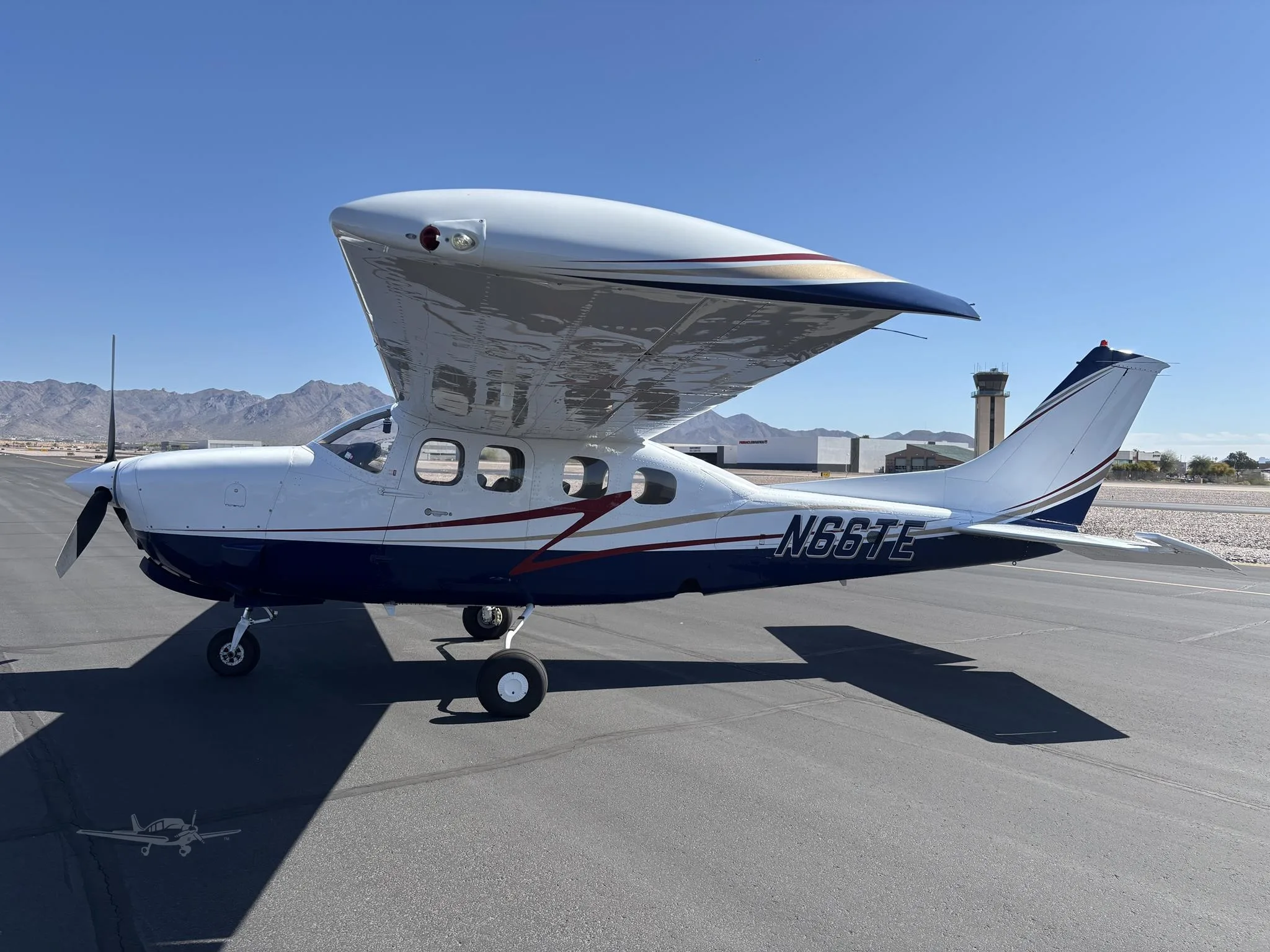 Exterior view of a 1978 CESSNA P210N, N66TE.