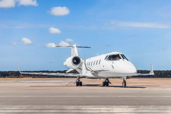 Exterior view of a 2006 Learjet 60, ES-PVN.