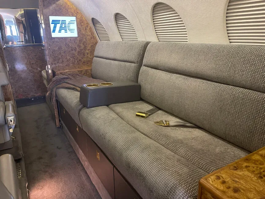 Cabin interior of a Dassault Falcon 50.