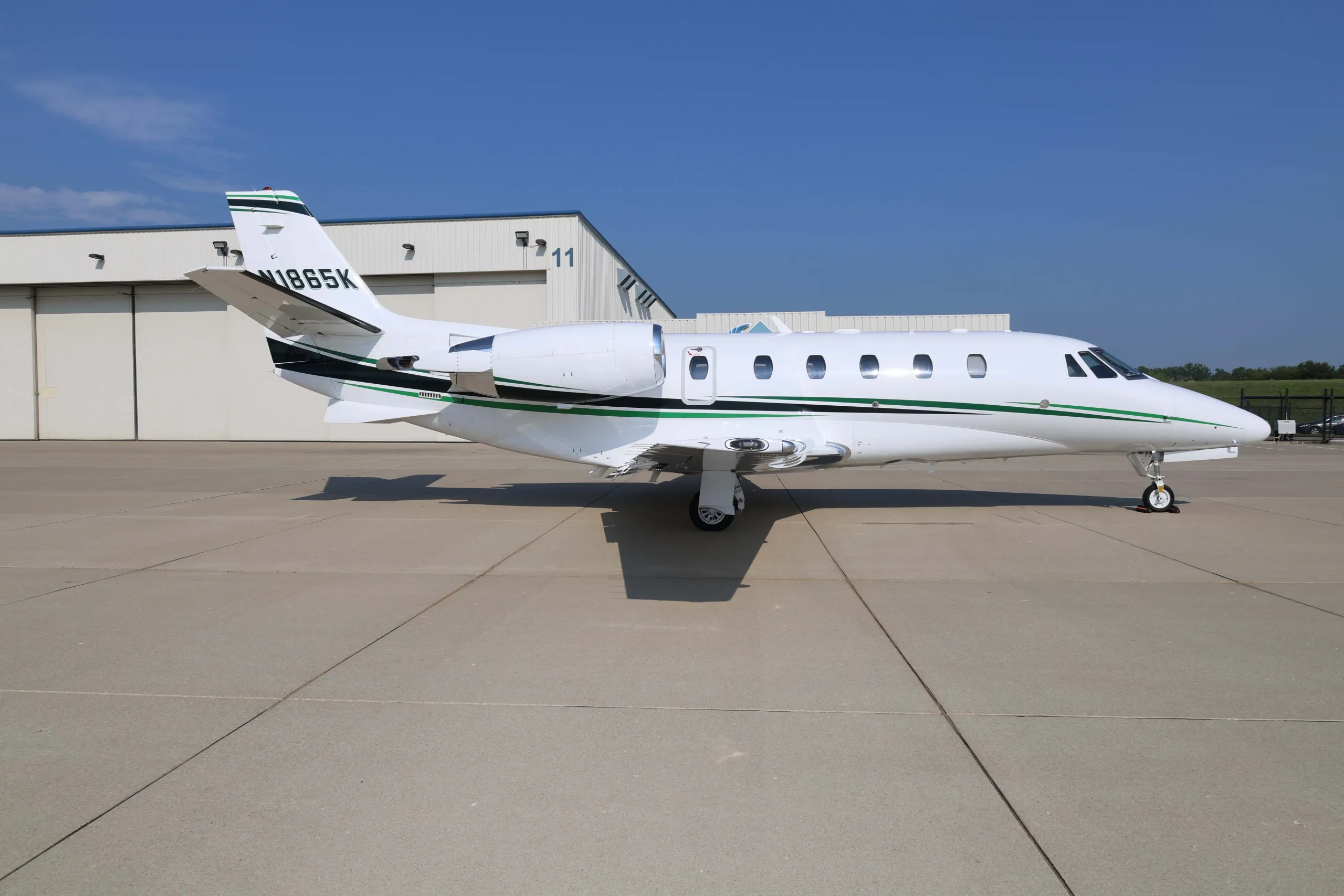 Exterior view of a 2014 Cessna Citation XLS+, N1865K.