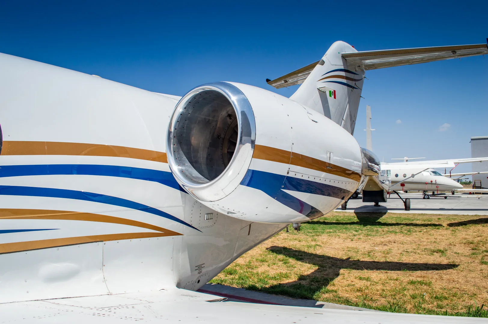 Engine detail of a Hawker 400XP.