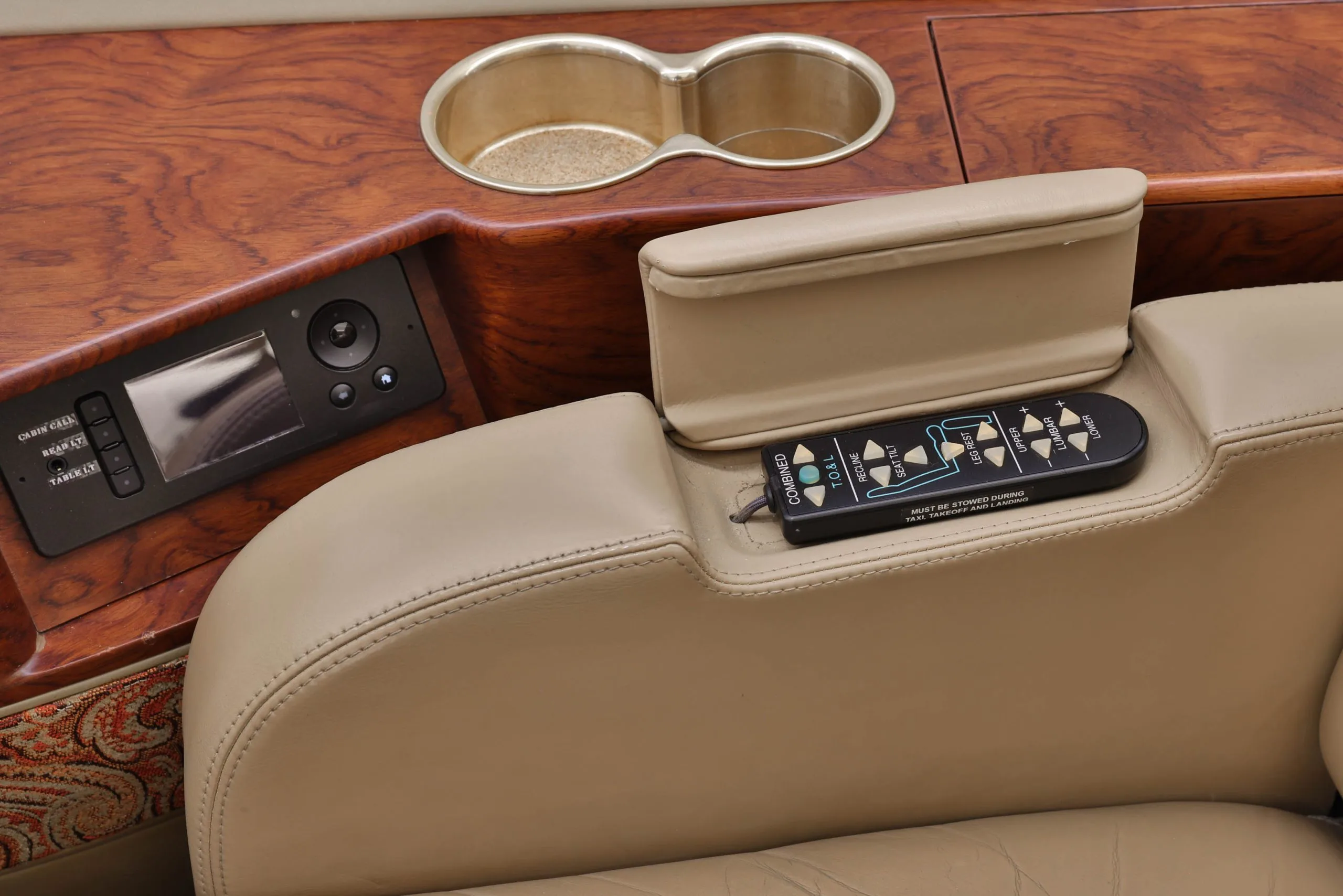 Cabin interior of a Dassault Falcon 2000LX.