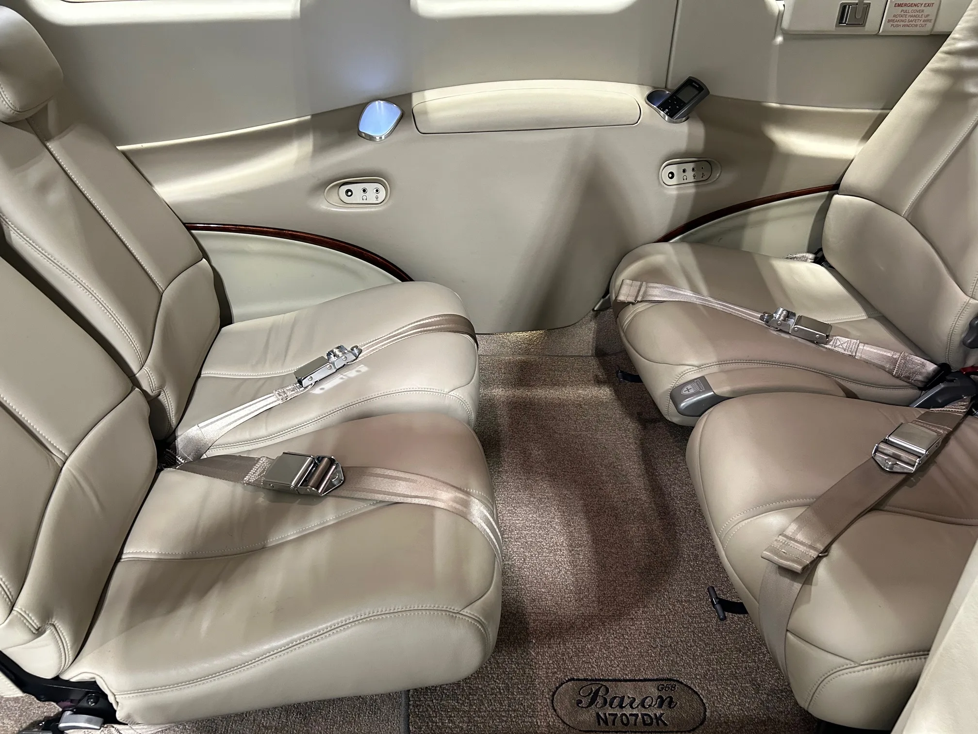 Cabin interior of a 2013 Beechcraft G58 BARON.