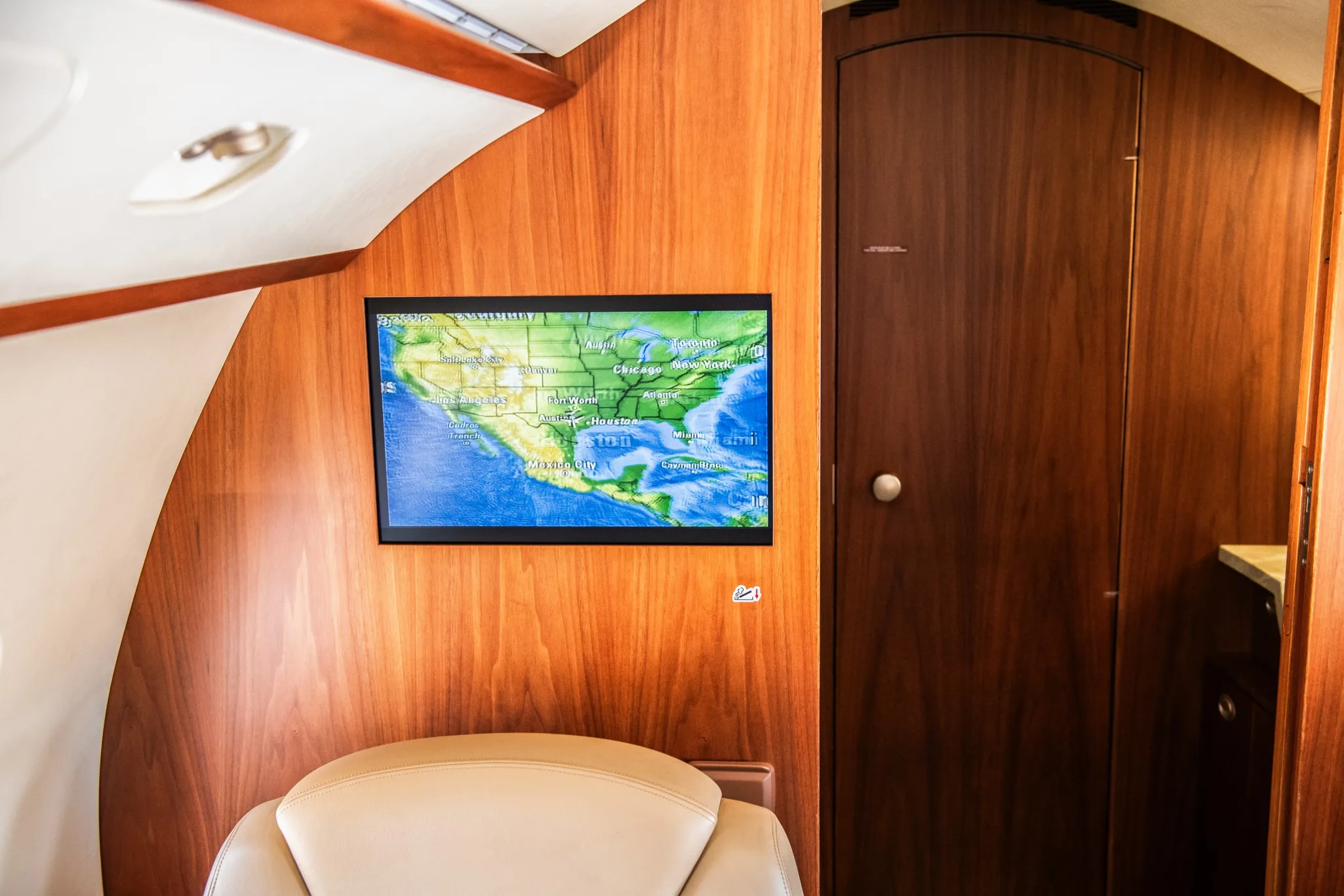 Cabin interior of a 2010 Bombardier Challenger 300.