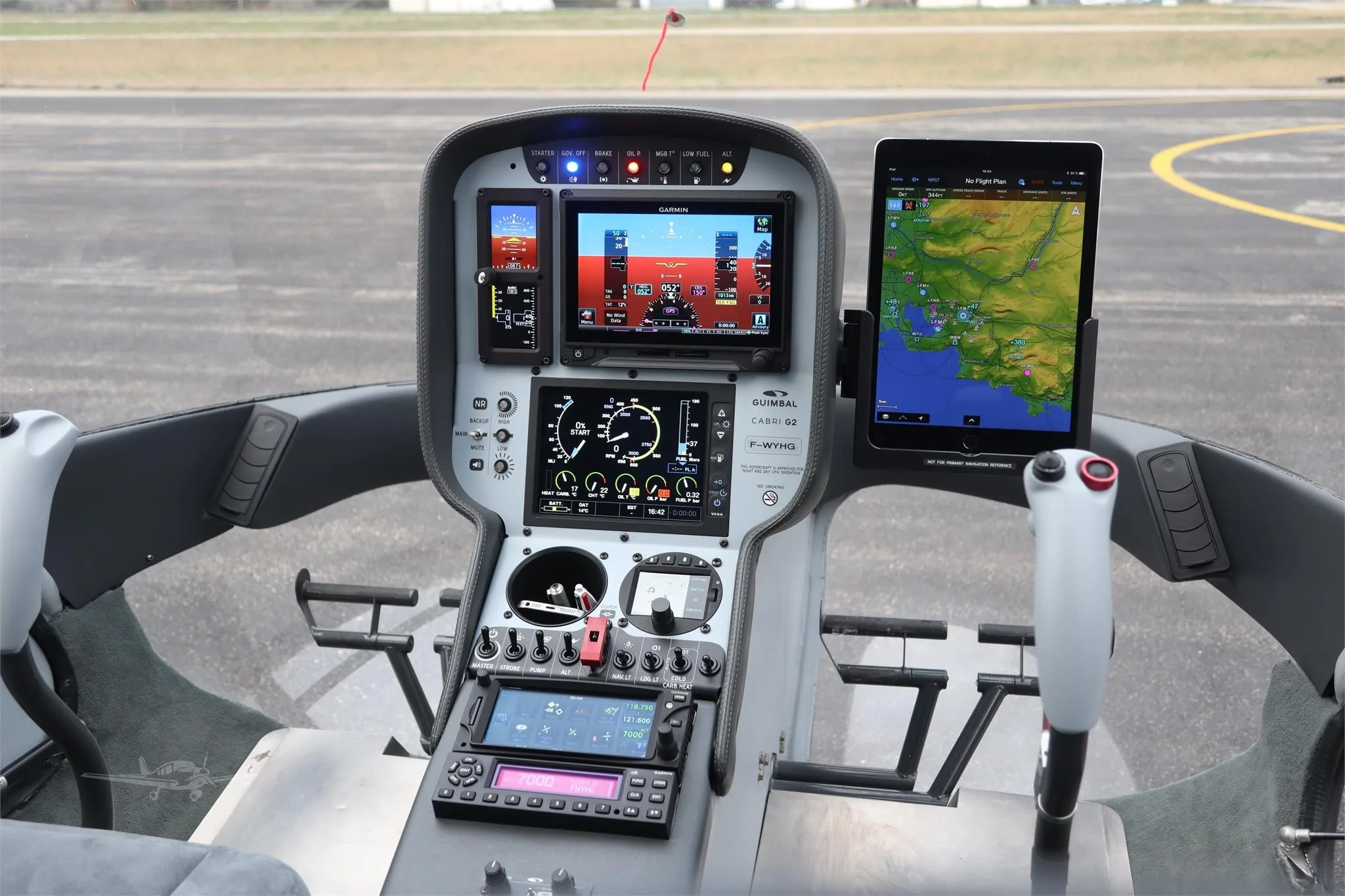 Cockpit and instrument panel of a 2026 GUIMBAL CABRI G2.
